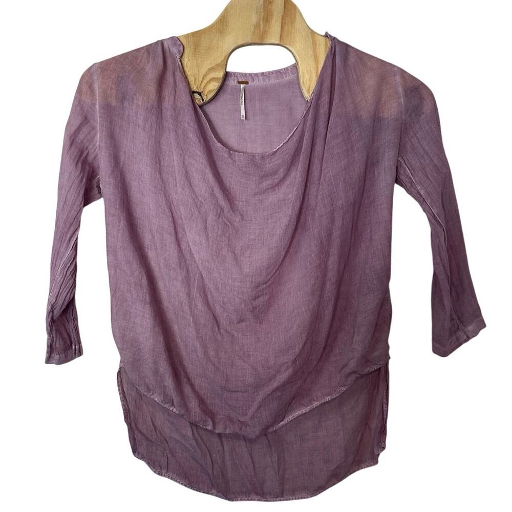 Free People Flowy High Low Oversized Bohemian Top Size S Lavender Lightweight